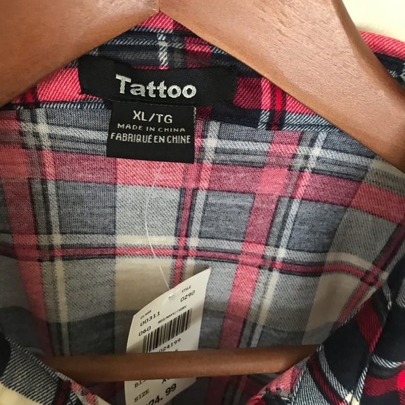ECLIPSE | TATTOO Button Down Plaid L/S top - Picture 4 of 9